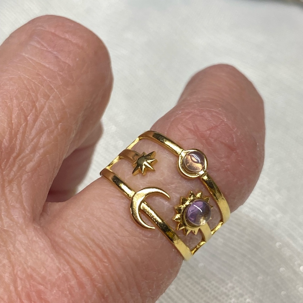 Gold Celestial Ring with Purple Accents
